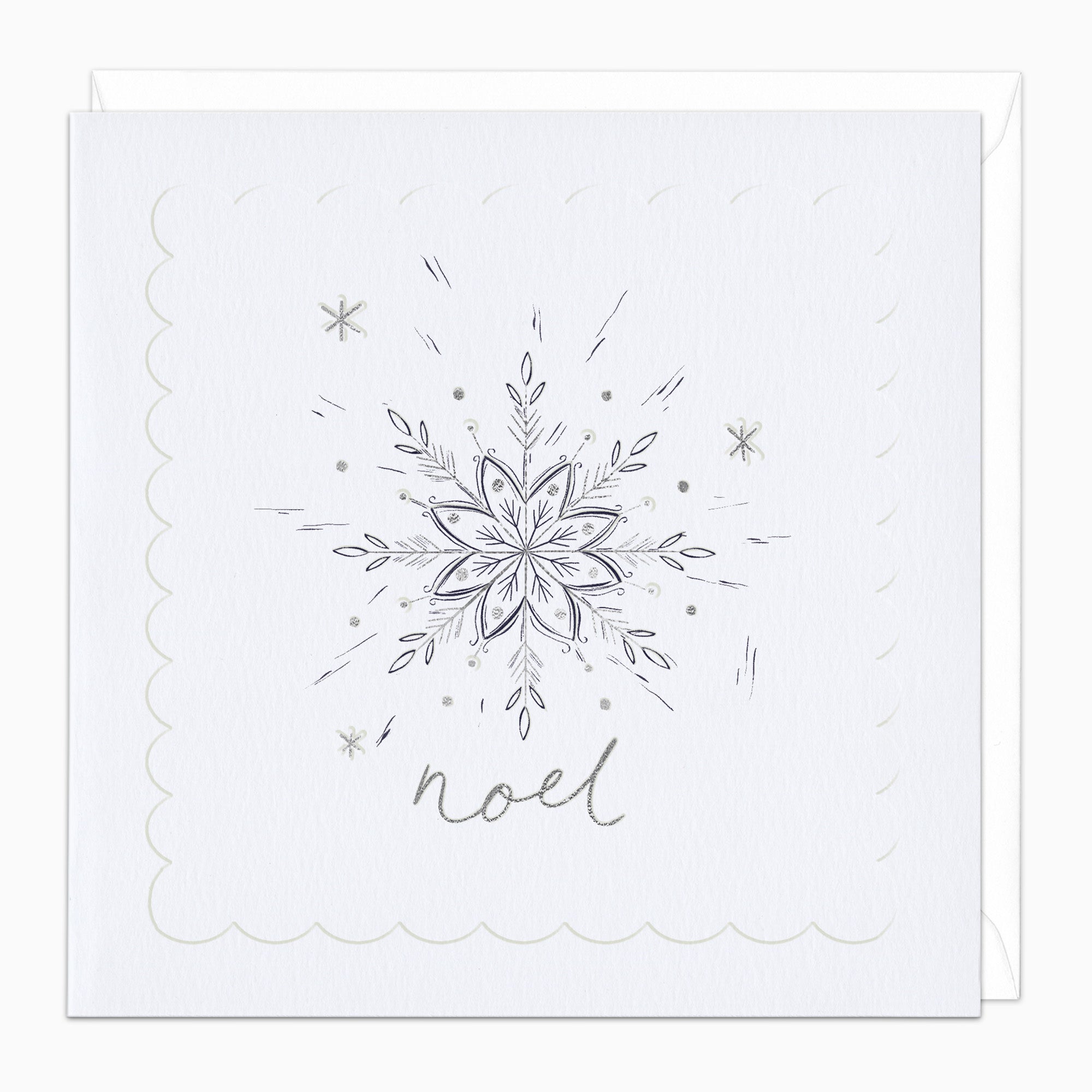 Silver Highlights Noel Star Christmas Card - Whistlefish