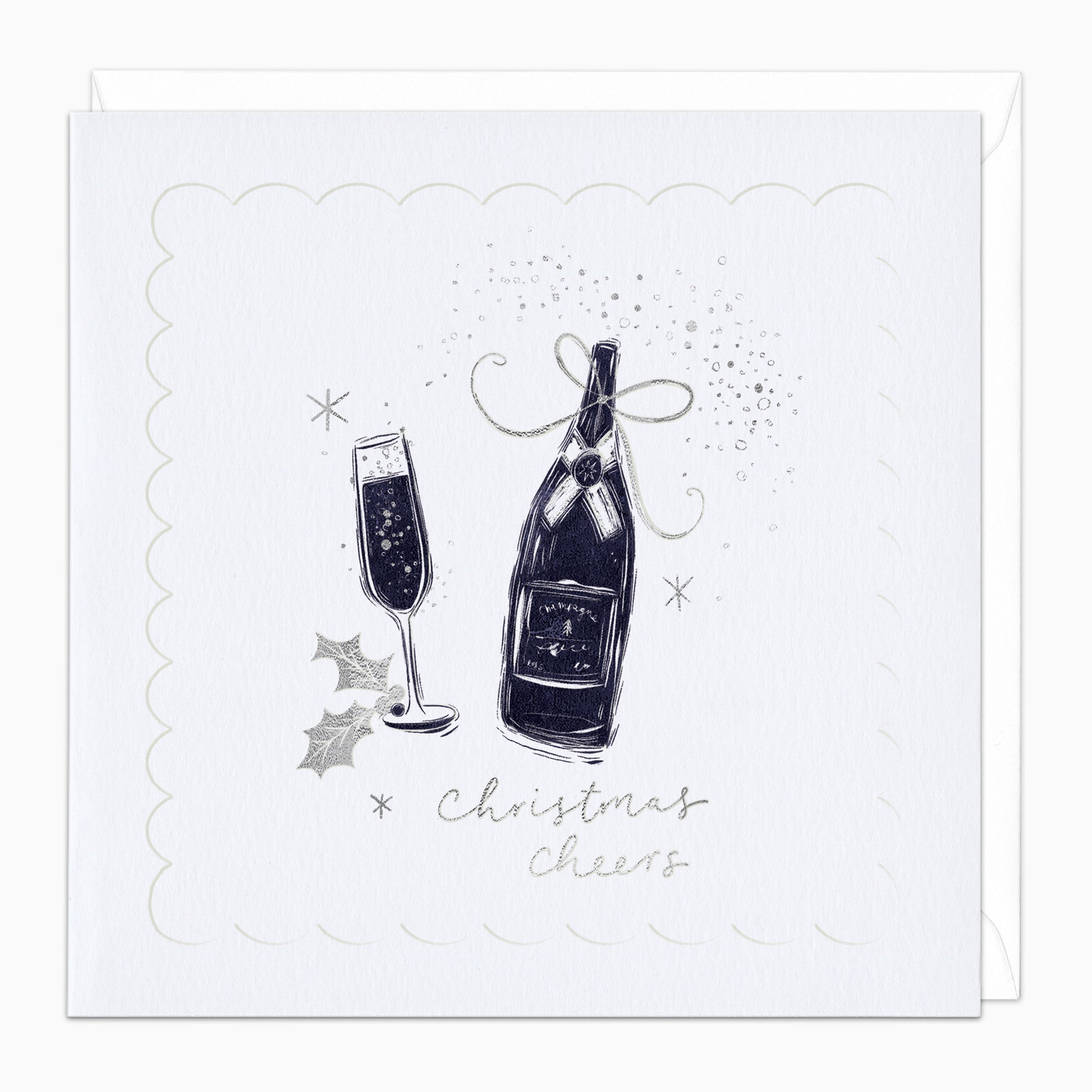 ZA060 - Silver Highlights Cheers Christmas Card