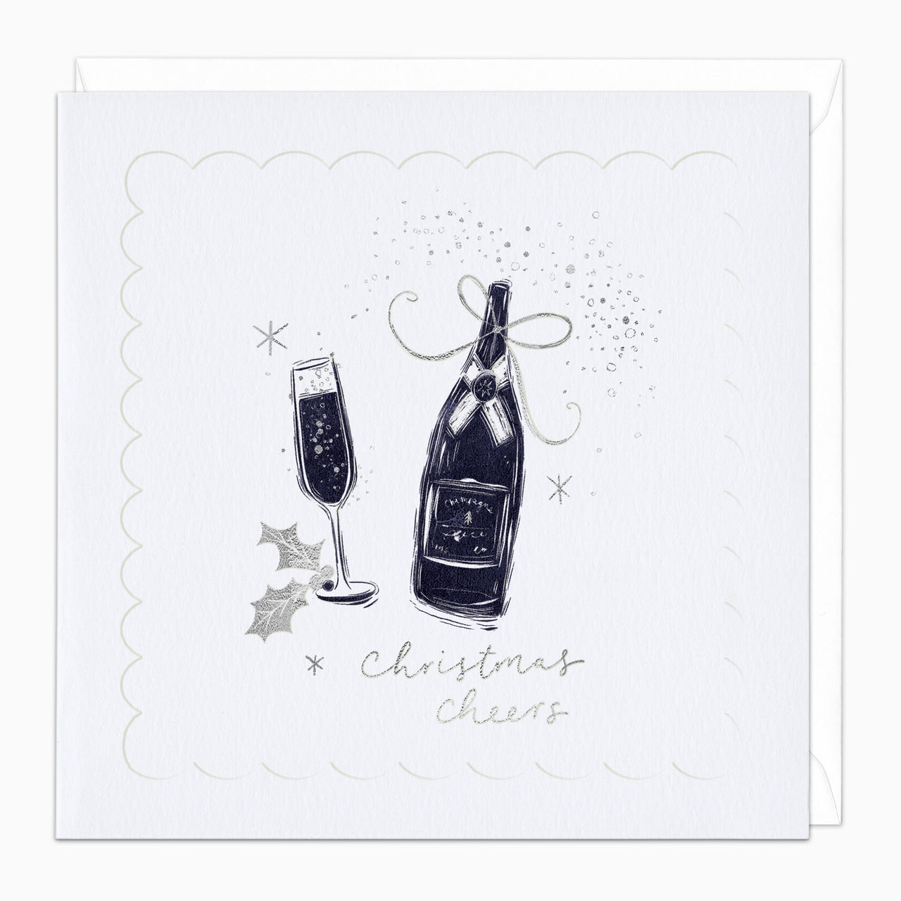 ZA060 - Silver Highlights Cheers Christmas Card