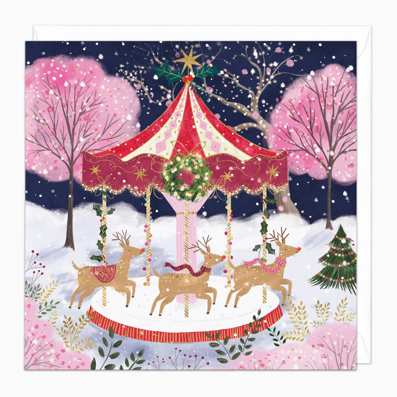 ZA074 - Sugar Plum Carousel Christmas Card