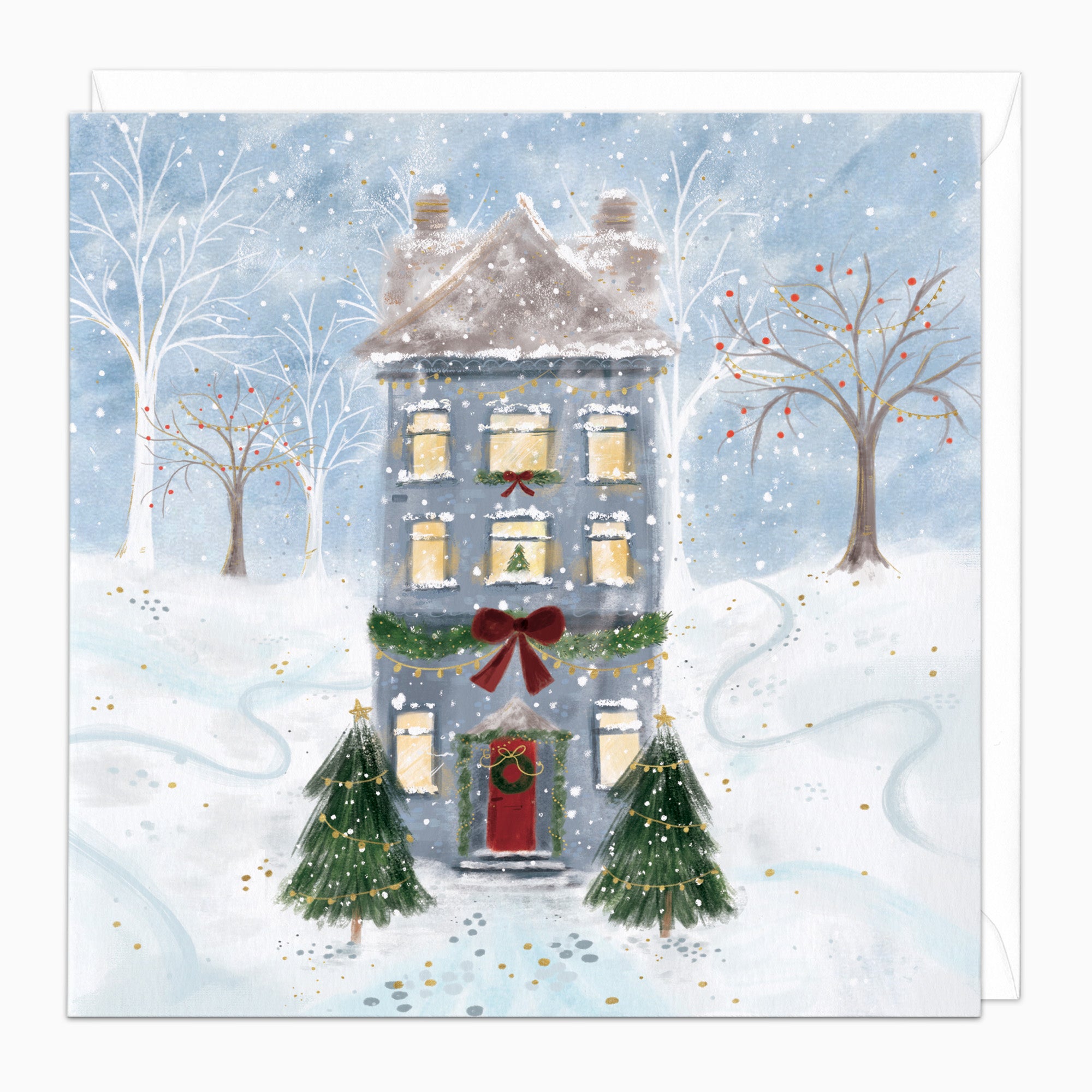 Snowy Town House Christmas Card - Whistlefish