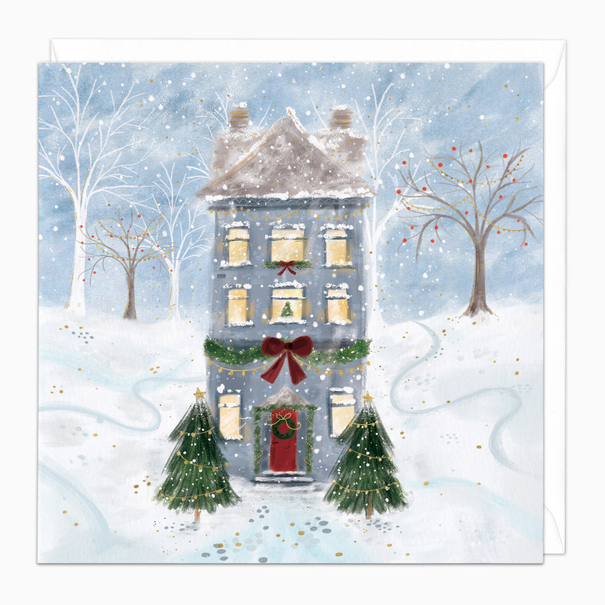 Snowy Town House Christmas Card - Whistlefish