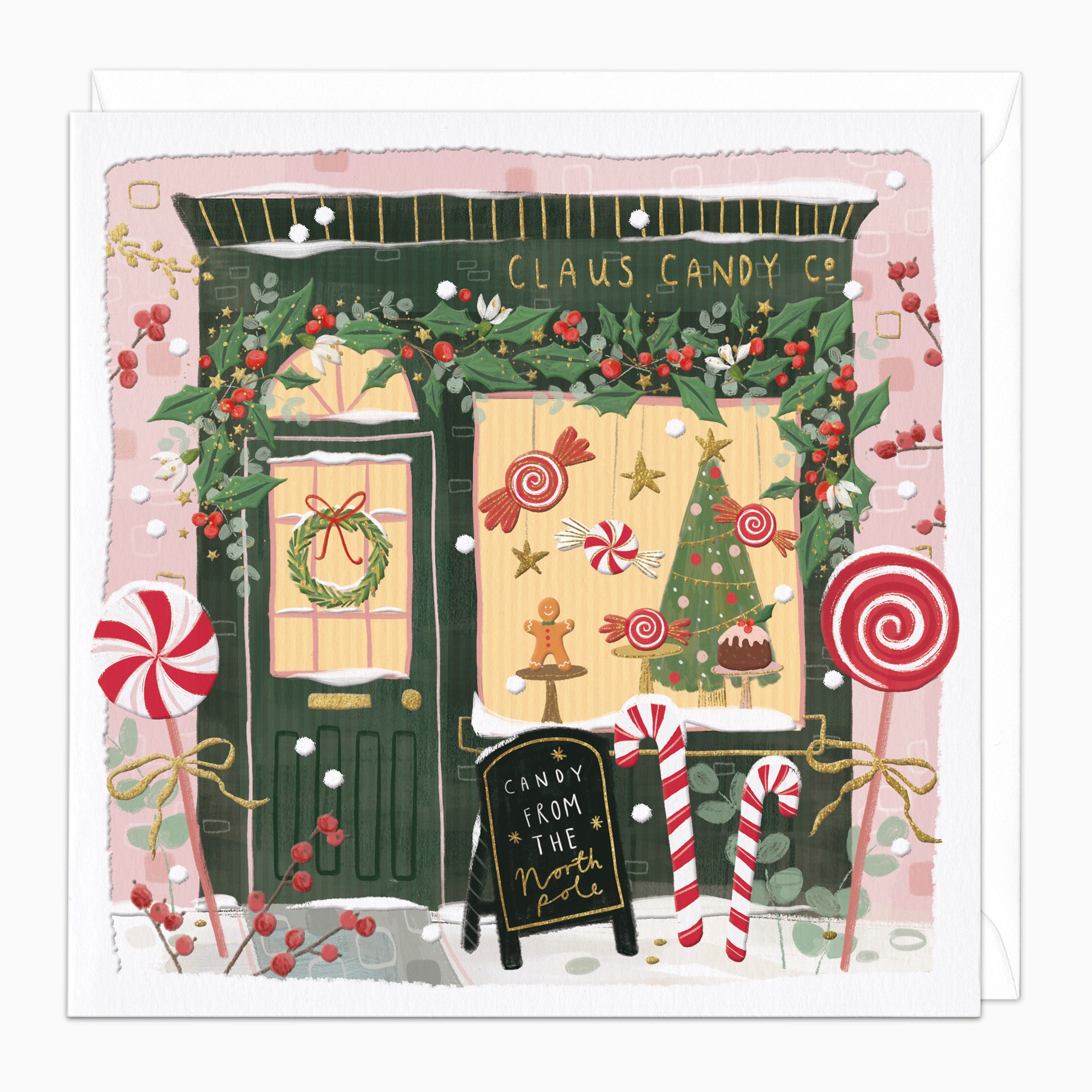 Festive Candy Shop Christmas Card - Whistlefish