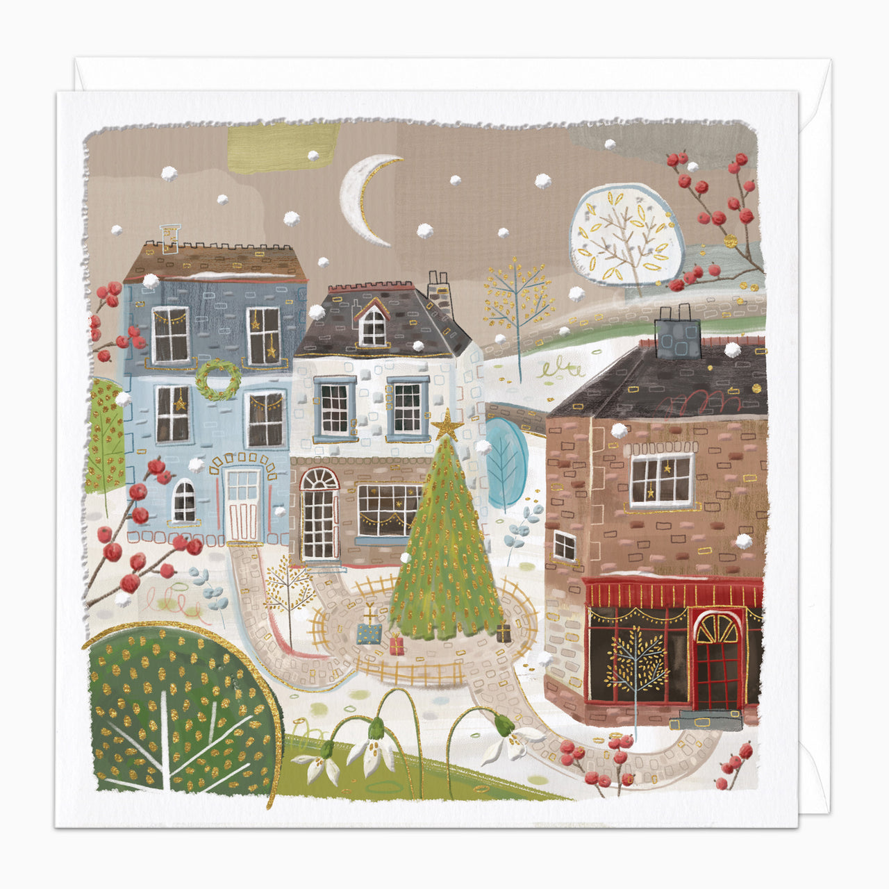 ZA087 - Festive Town Square Christmas Card