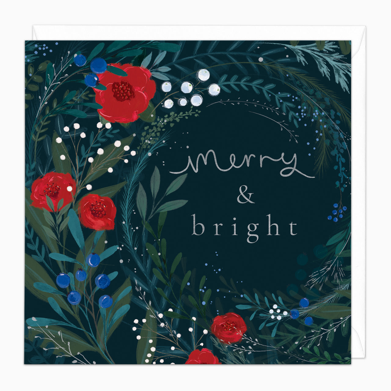 ZA094 - Merry and Bright Wreath Christmas Card