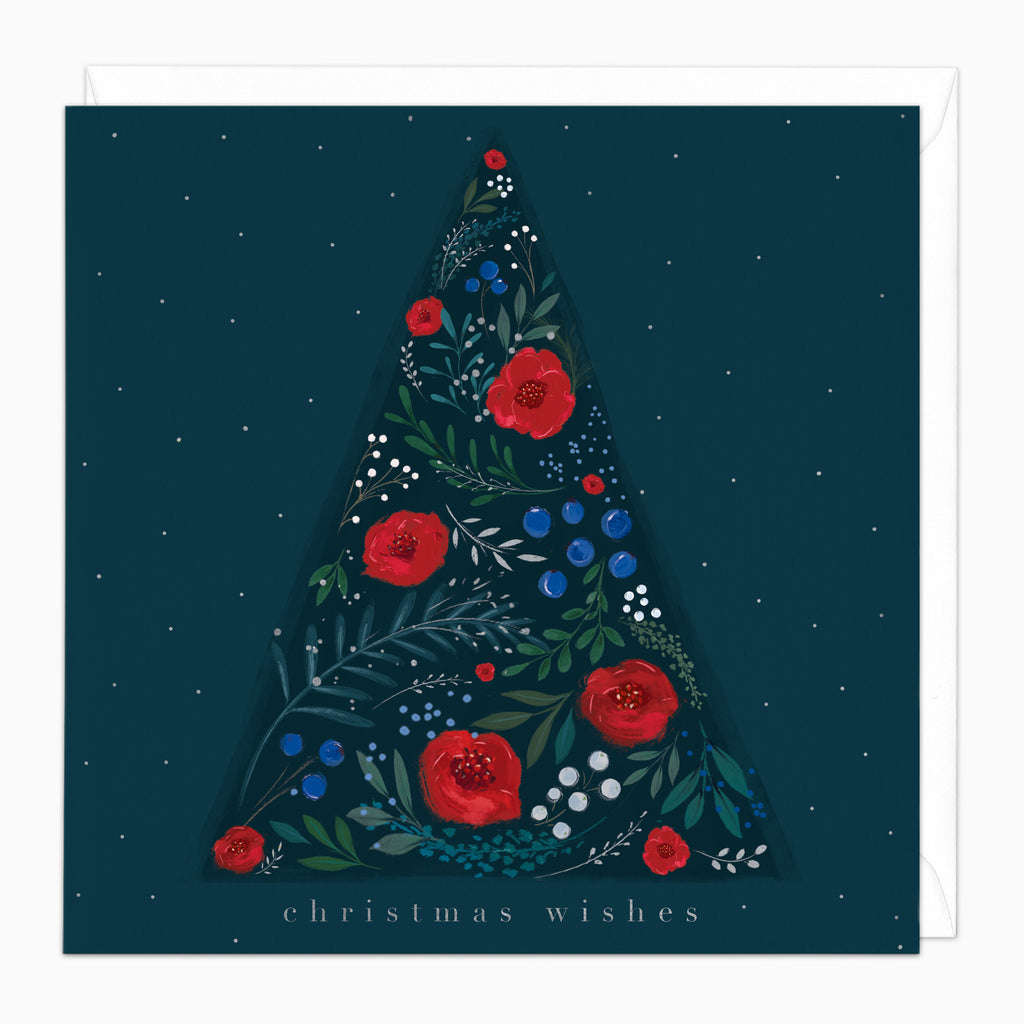 ZA095 - Midnight Floral Tree Christmas Card