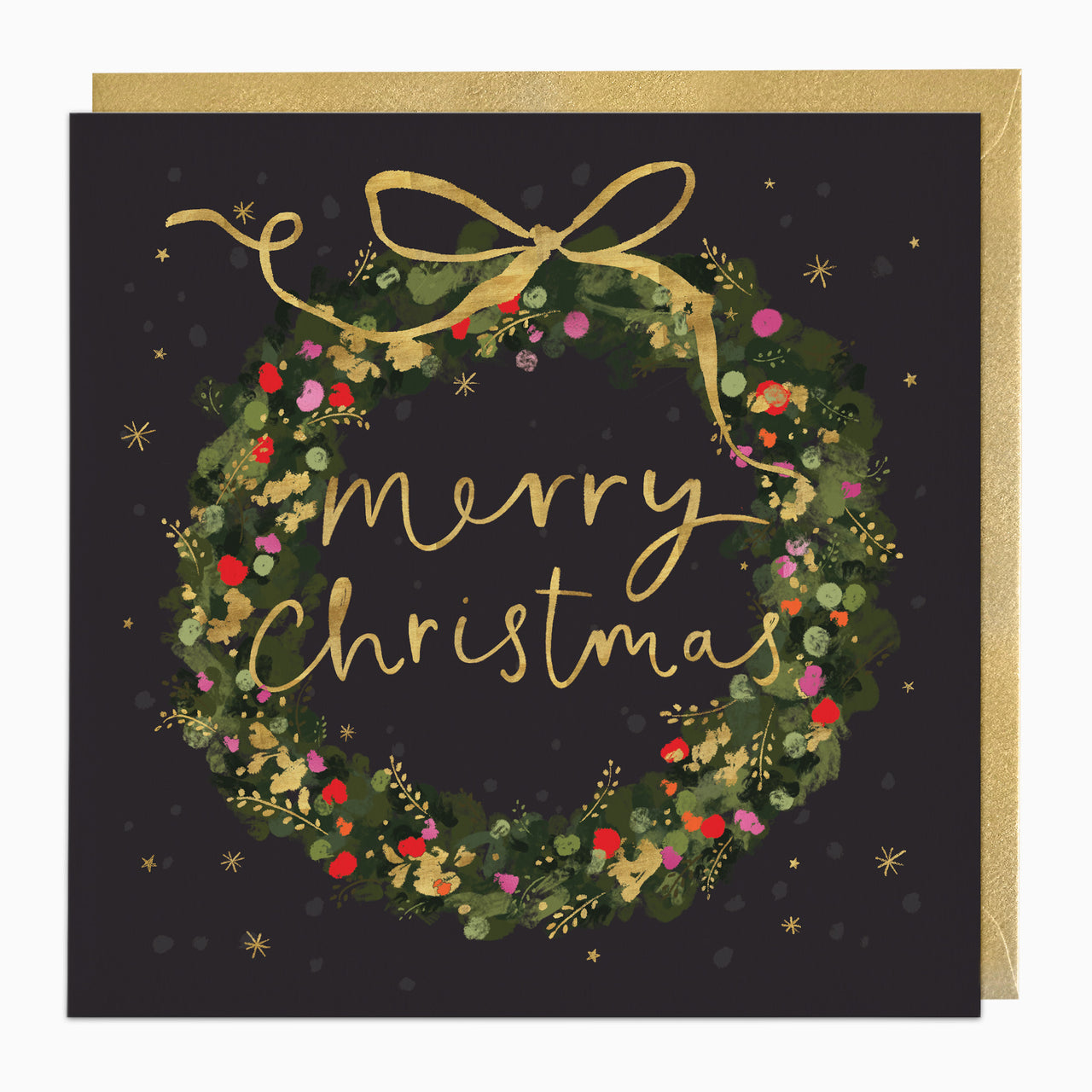 ZA101 - Festive Wreath in Gold Christmas Card