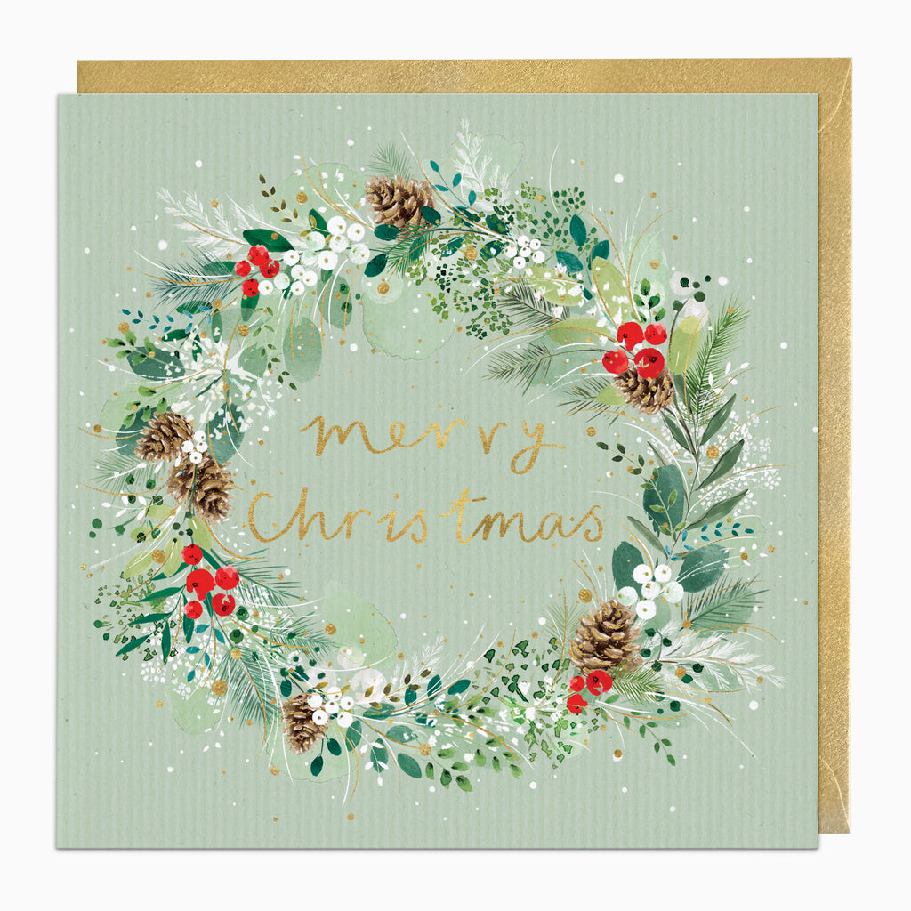 ZA104 - Merry Christmas Wreath Christmas Card