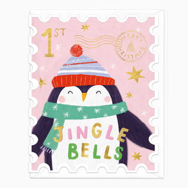 ZA133 - Penguin Stamp Christmas Card