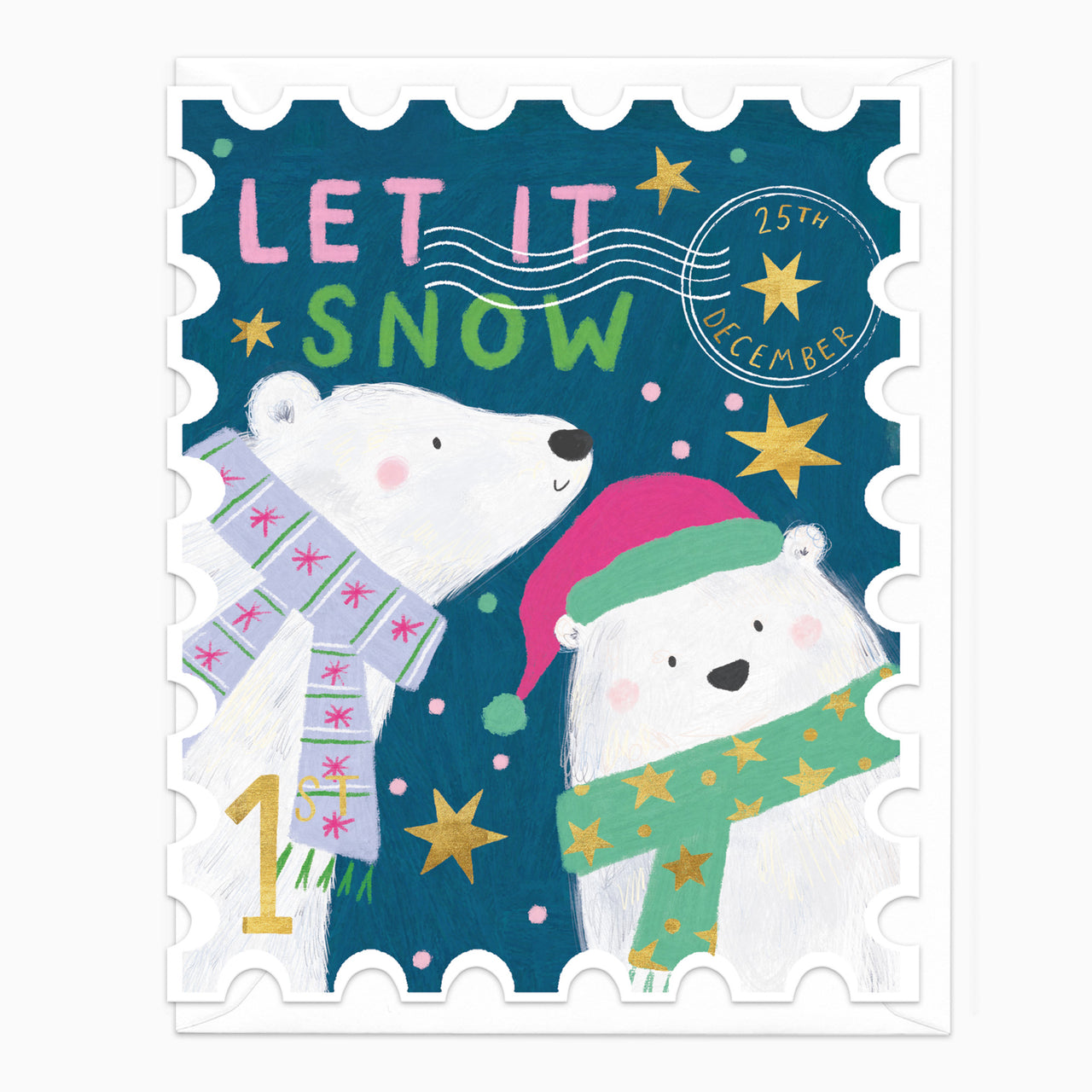 Polar Bear Stamp Christmas Card - Whistlefish