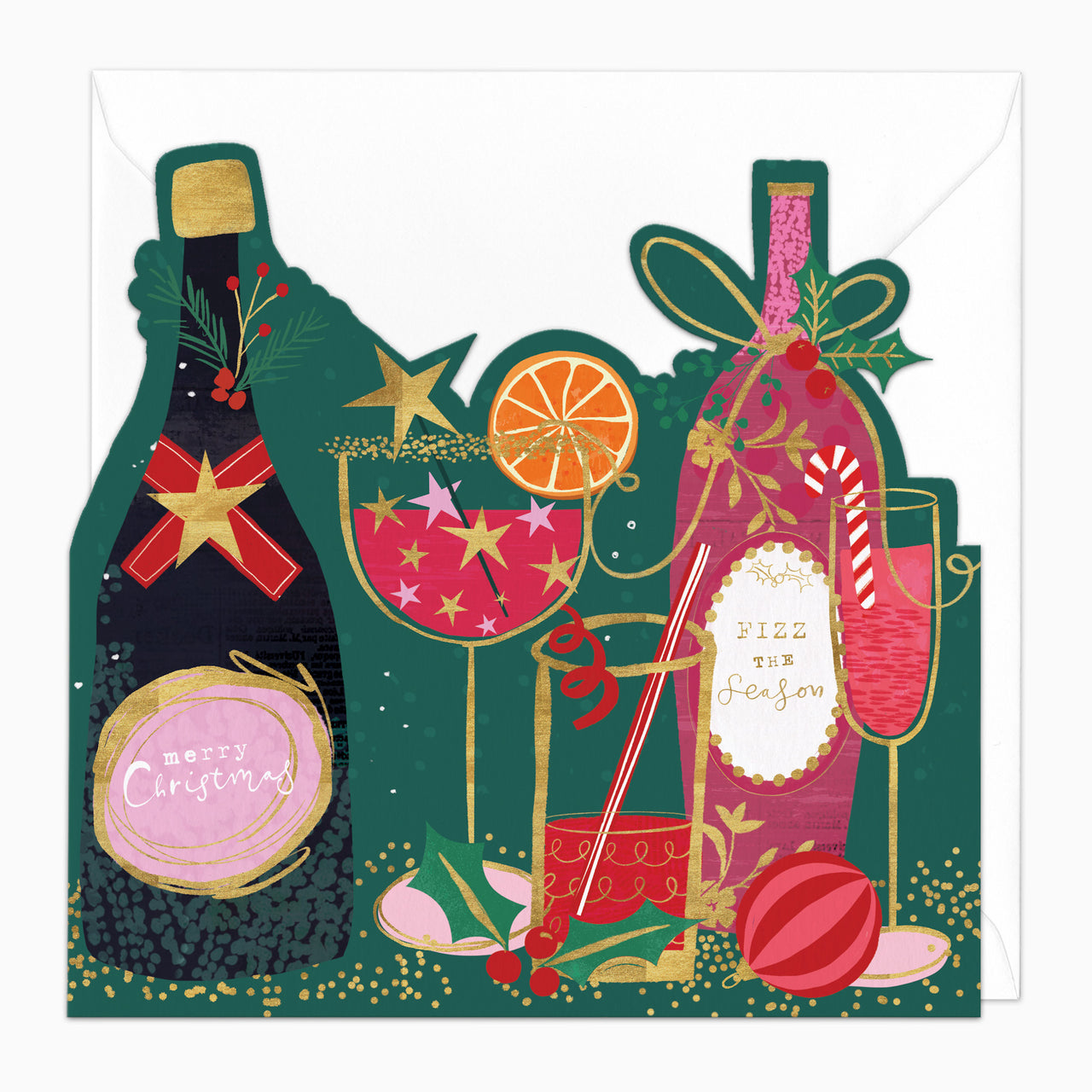ZA142 - Cut Out Cheers Green Christmas Card