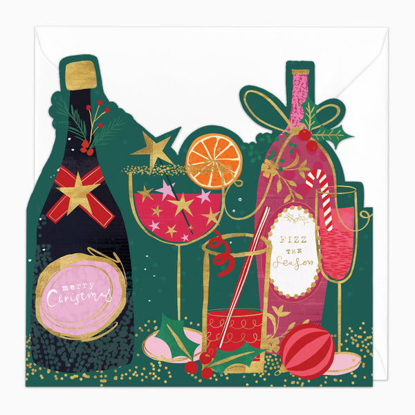 ZA142 - Cut Out Cheers Green Christmas Card