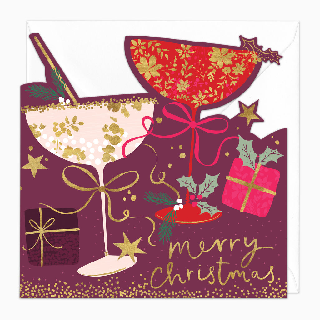 ZA143 - Cut Out Cheers Coupe Christmas Card