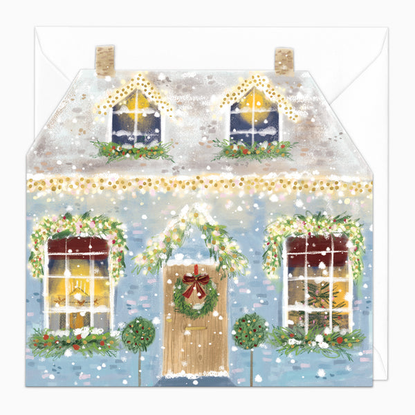 Cut Out Christmas Cottage Christmas Card - Whistlefish