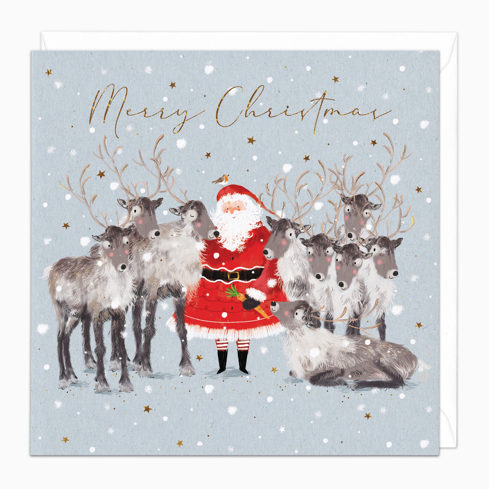 Santa & Reindeer Christmas Card - Whistlefish