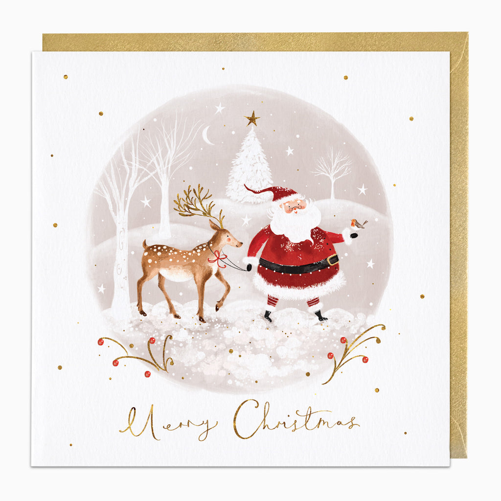Santa's Winter Walk Christmas Card - Whistlefish