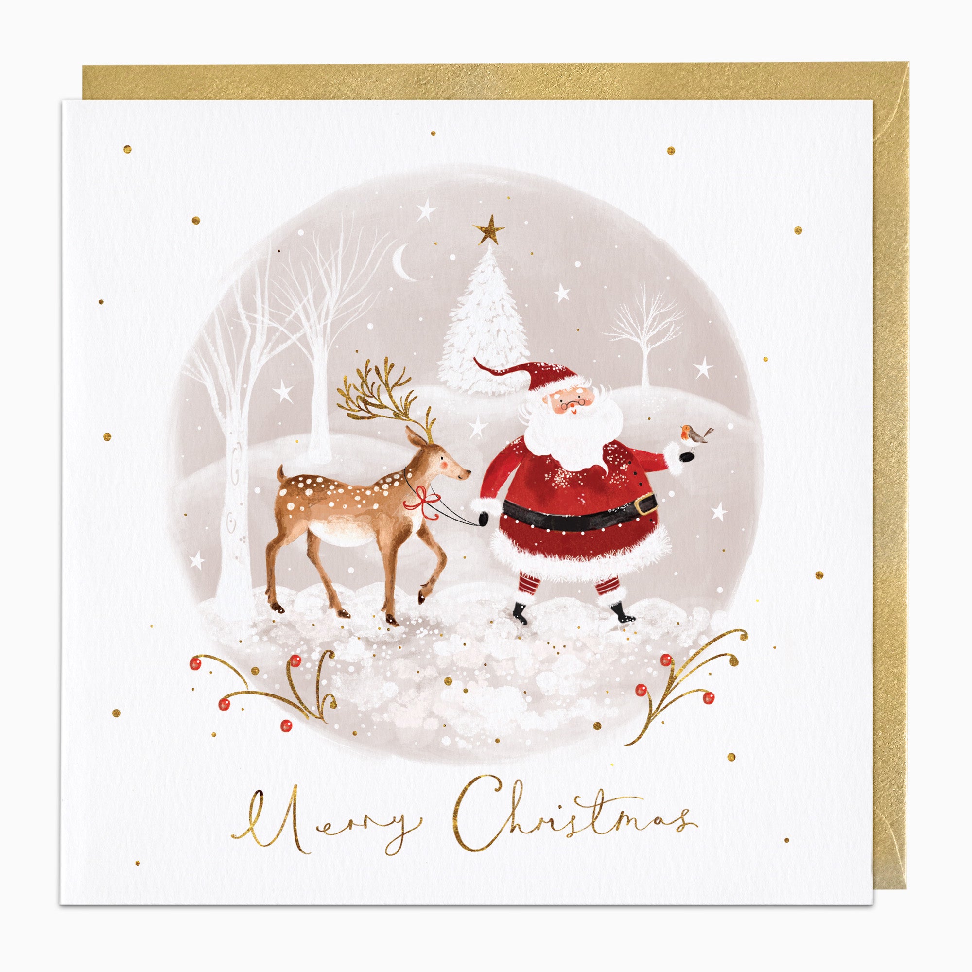 Santa's Winter Walk Christmas Card - Whistlefish