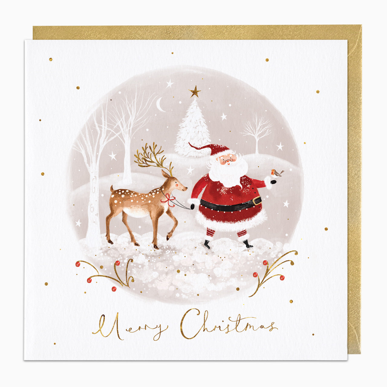 Santa's Winter Walk Christmas Card - Whistlefish
