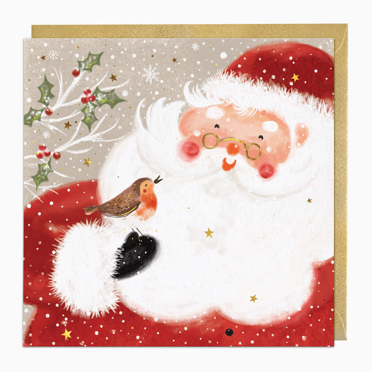 ZA153 - Santa & Robin Christmas Card