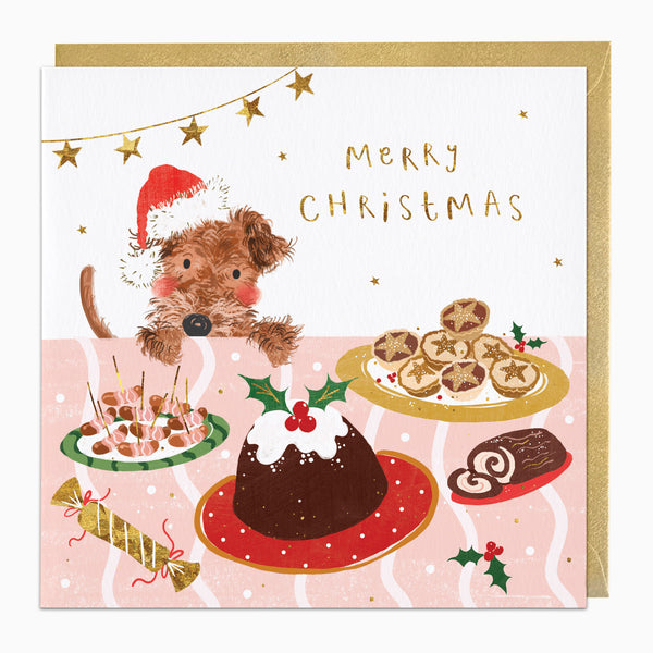 ZA177 - Puppy At The Table Christmas Card