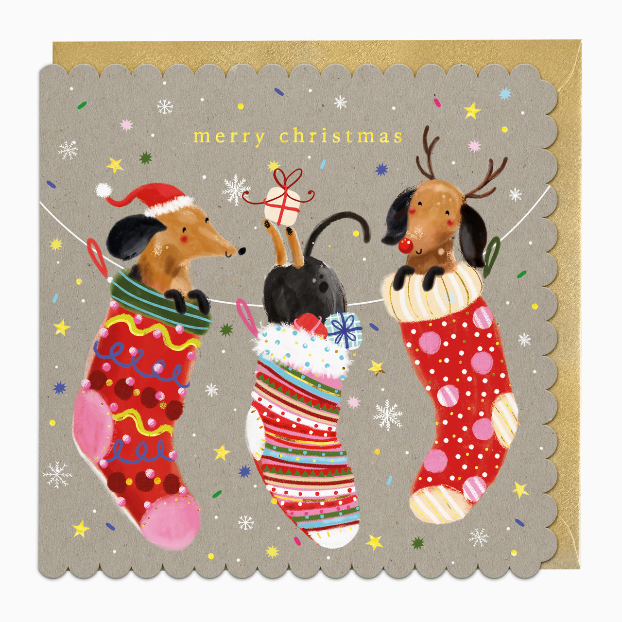 ZA185 - Sausage Stockings Christmas Card