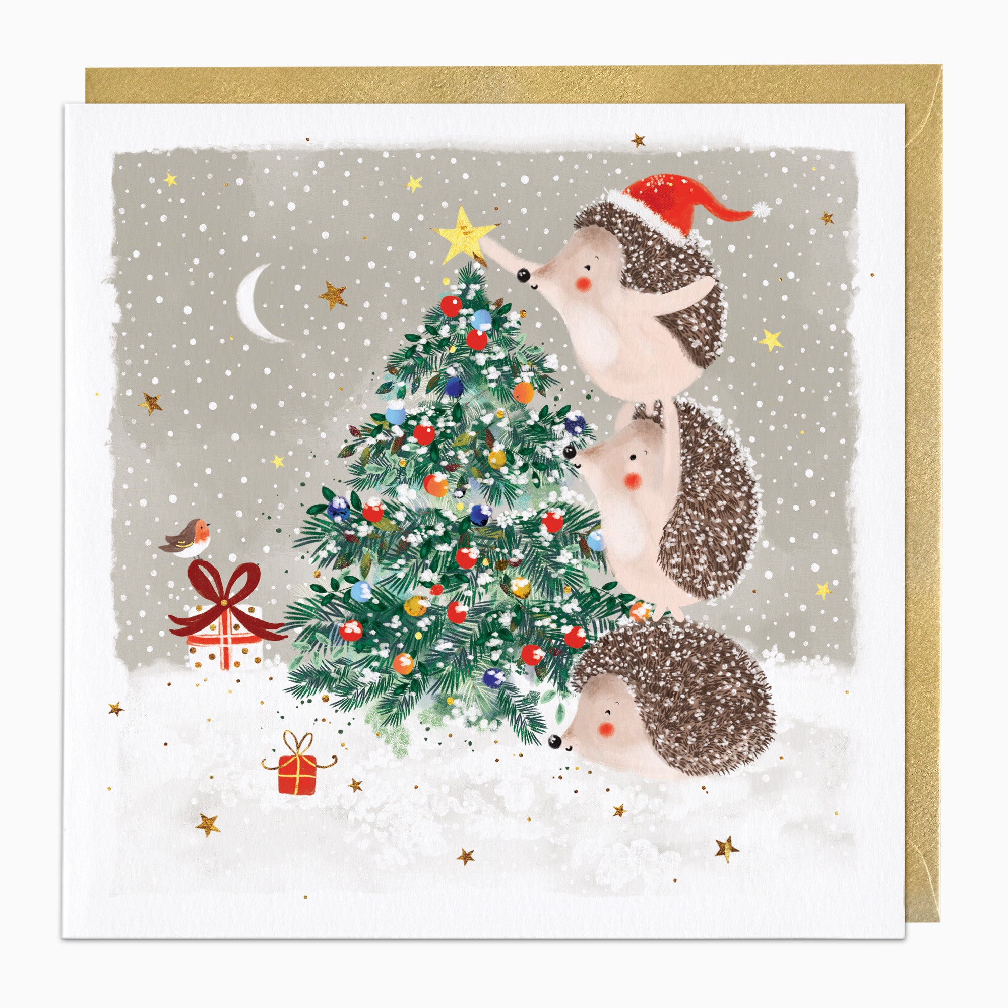 Hedgehog Decorators Christmas Card - Whistlefish