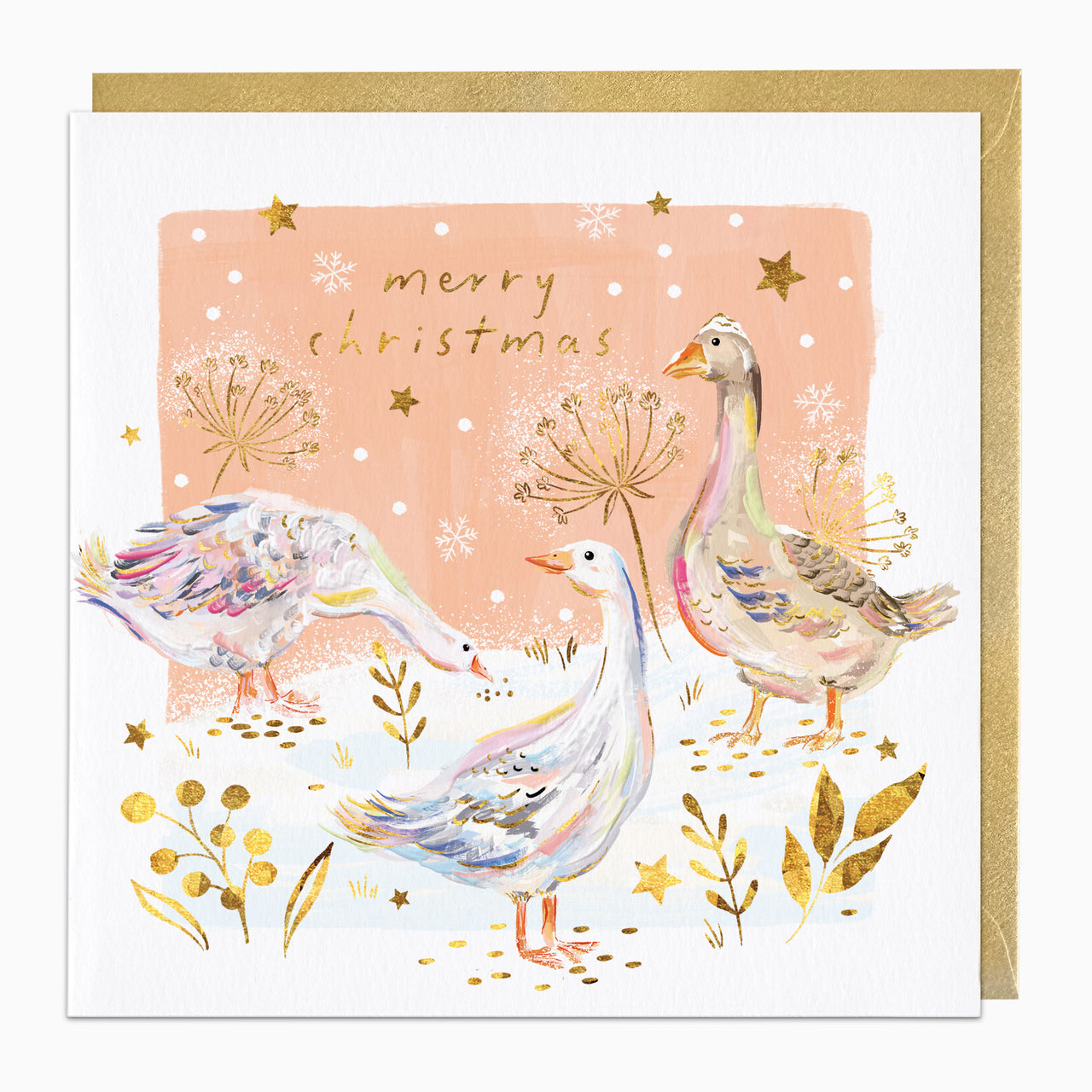ZA195 - Golden Geese Christmas Card