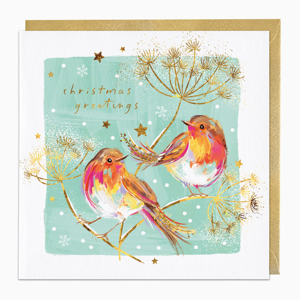 ZA196 - Rosy Robins Christmas Card