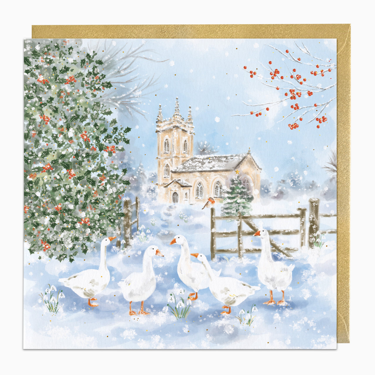 ZA199 - Geese by the Church Christmas Card