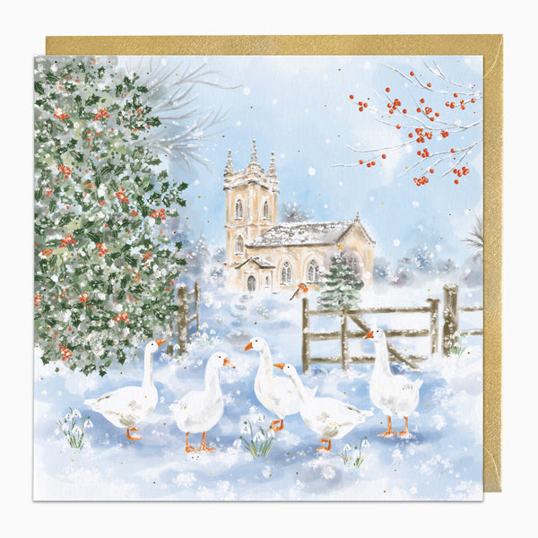 ZA199 - Geese by the Church Christmas Card