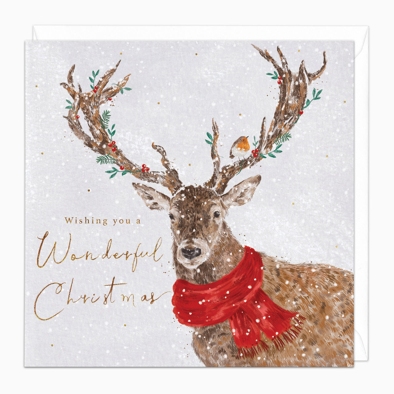 ZA206 - Robin In The Antlers Christmas Card