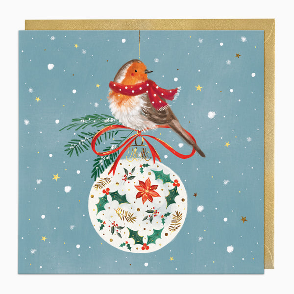 ZA218 - Robin on a Bauble Christmas Card