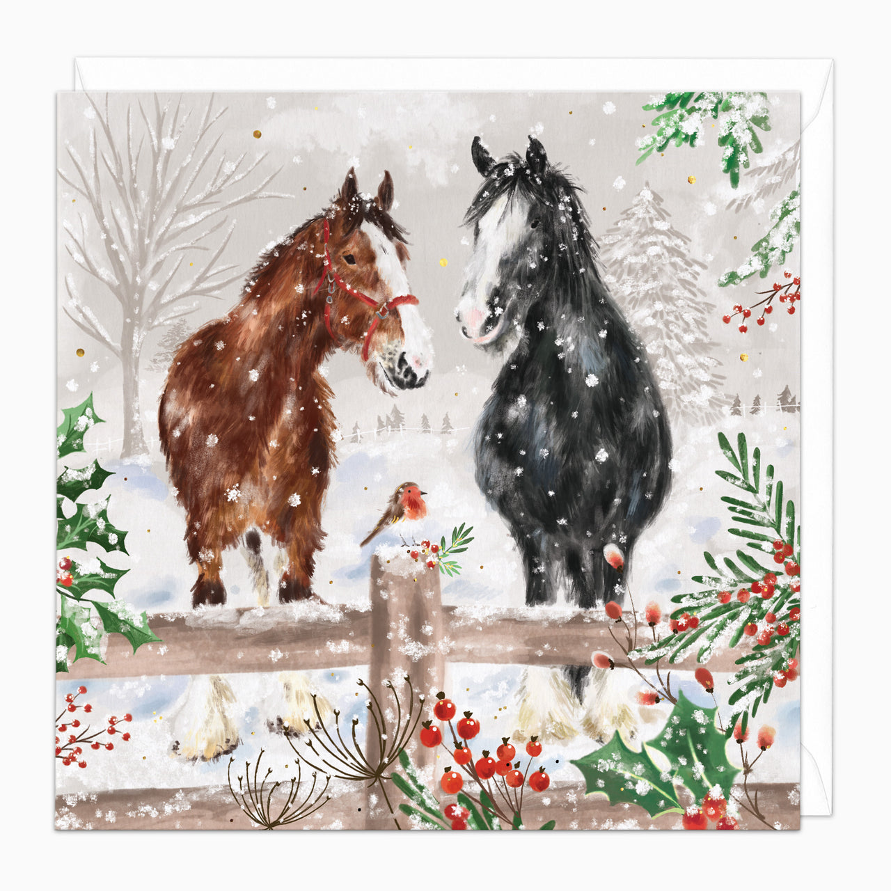 ZA249 - Donkey & Robin In The Snow Christmas Card