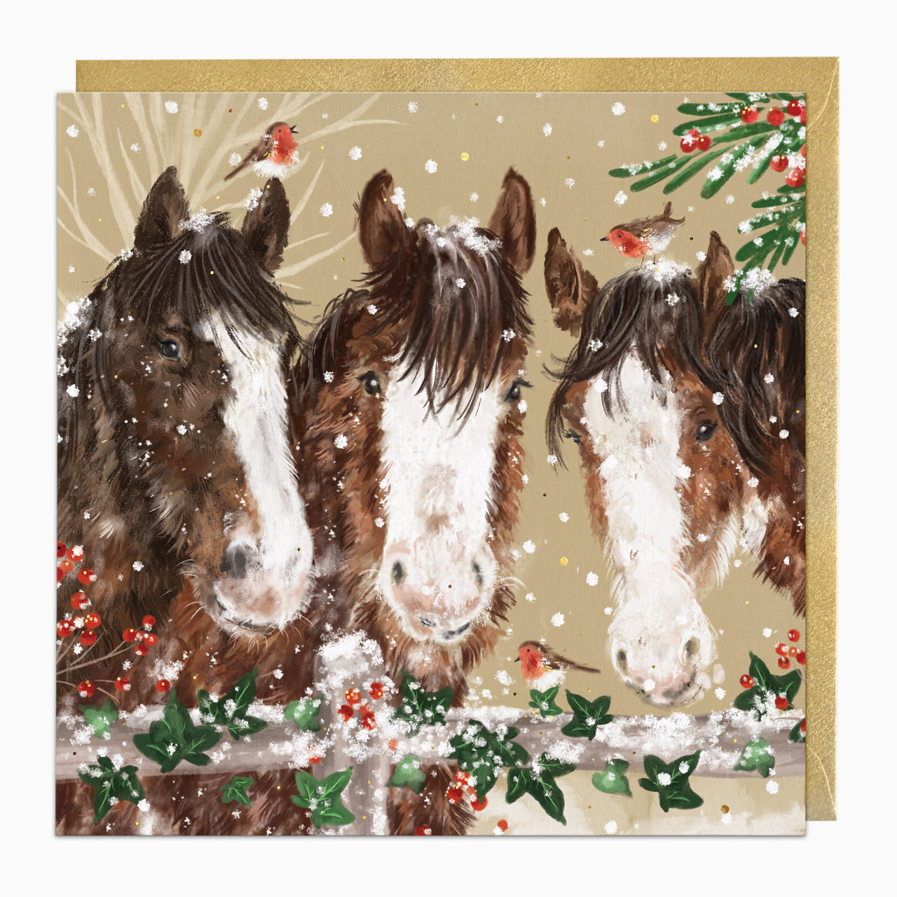 ZA253 - Clydesdales & Robin Friends Christmas Card
