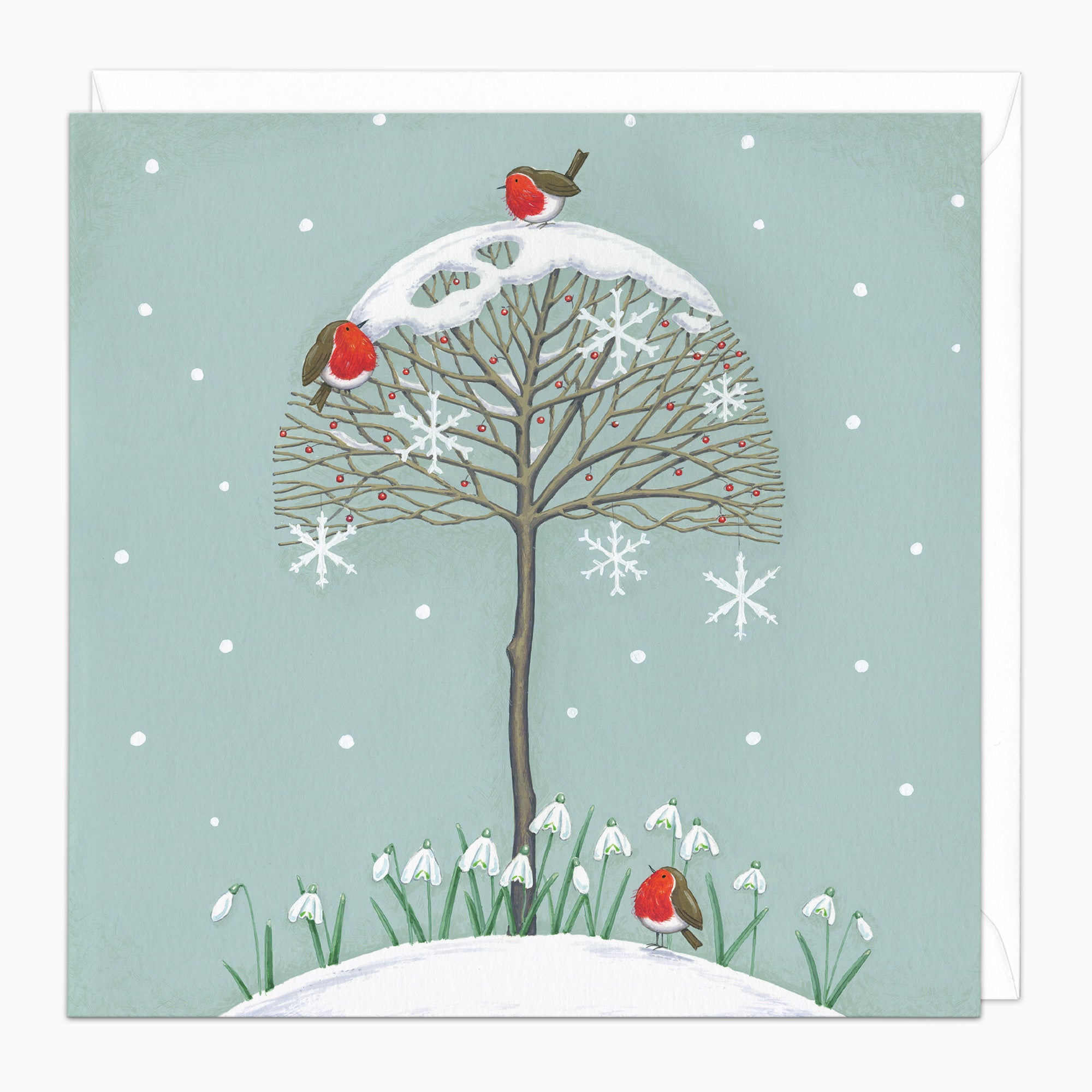 Robins On A Tree Christmas Card - Whistlefish