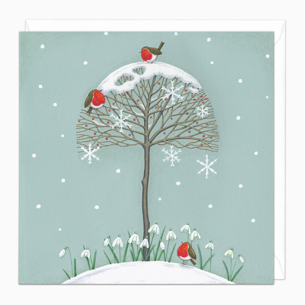 Robins On A Tree Christmas Card - Whistlefish
