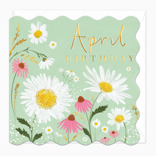 Greeting Card-H017 - April Floral Birthday Card-Whistlefish