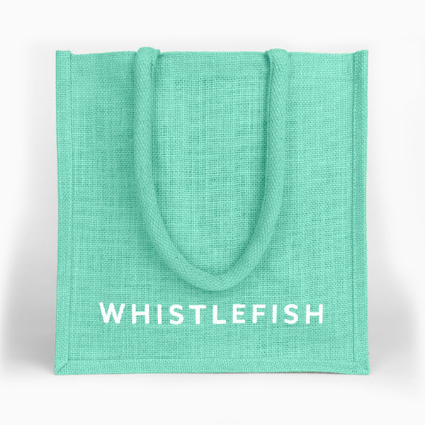 Jute Bag-JB189 - Aqua Small Jute Bag-Whistlefish
