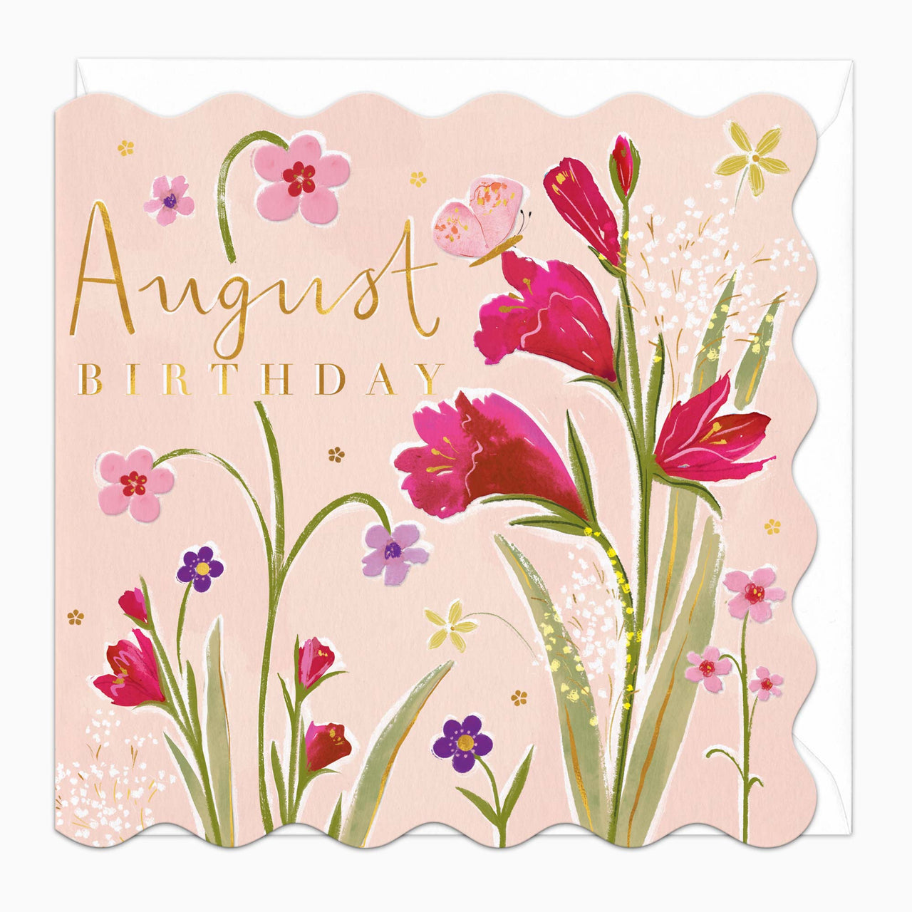 Greeting Card-H021 - August Floral Birthday Card-Whistlefish