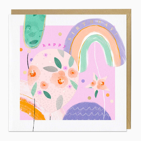 Luxury Card-LN132 - Balloons & Rainbows Luxury Birthday Card-Whistlefish