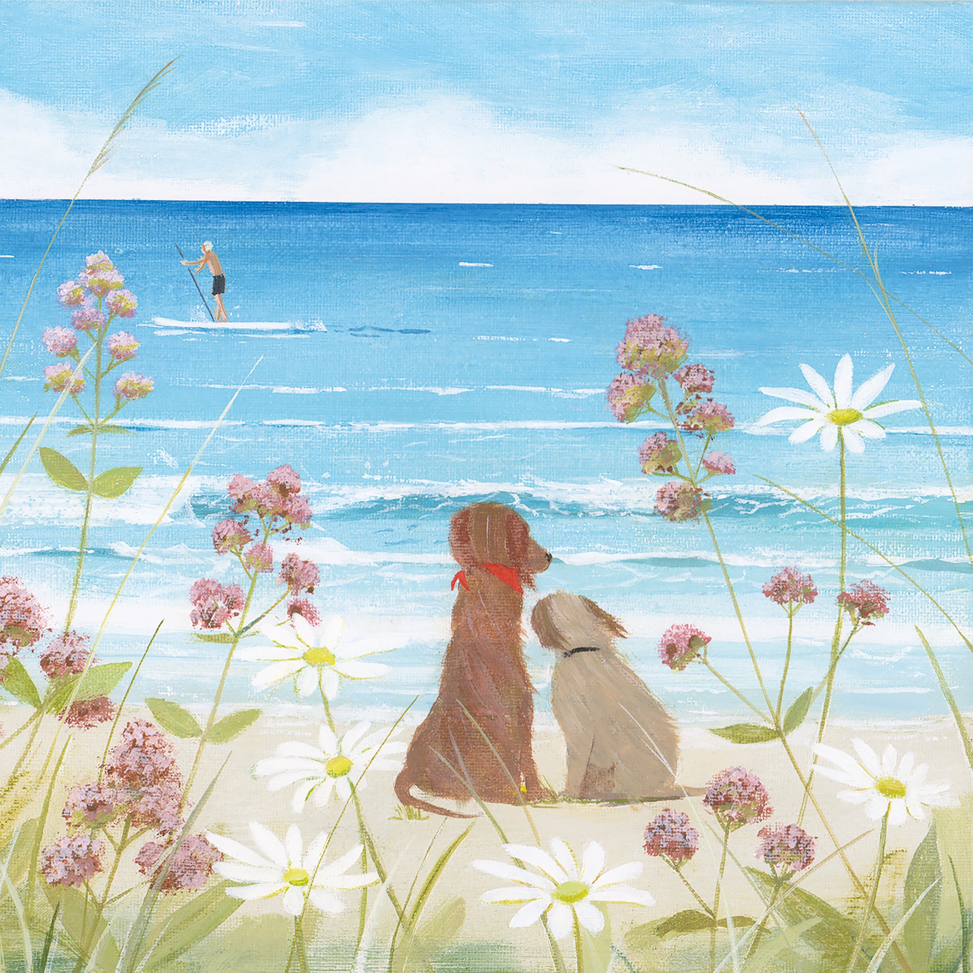 Print-HC359P - Beach Dogs Small Art Print-Hannah Cole
