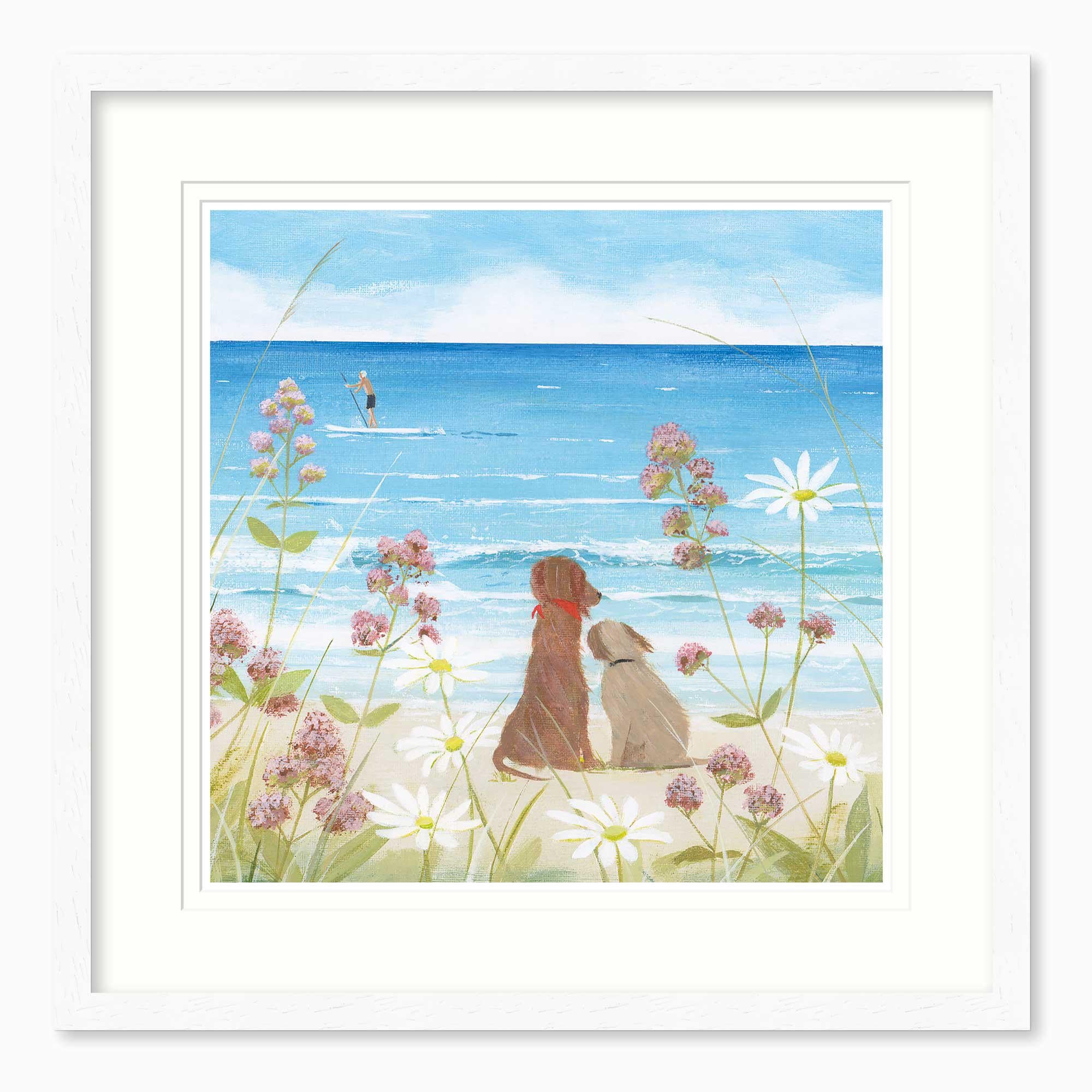 Framed Print-HC302F - Beach Dogs Medium Framed Print-Hannah Cole