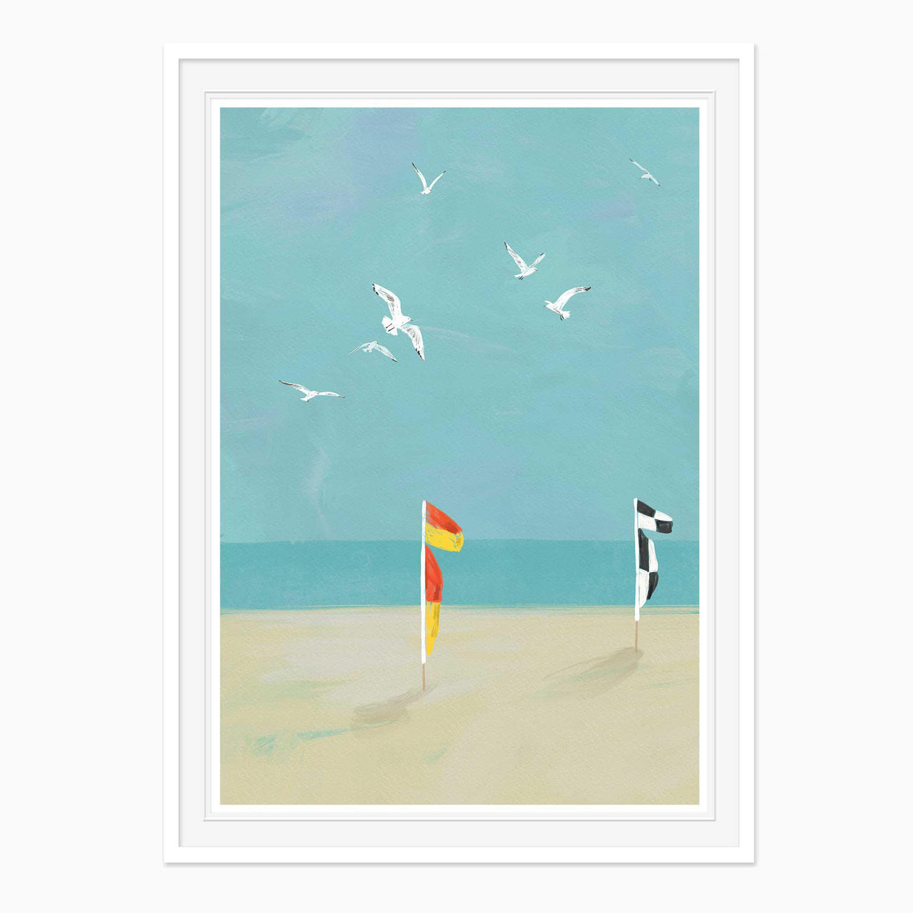 Framed Print-WF1247F - Beach Flags Small Framed Print-Whistlefish