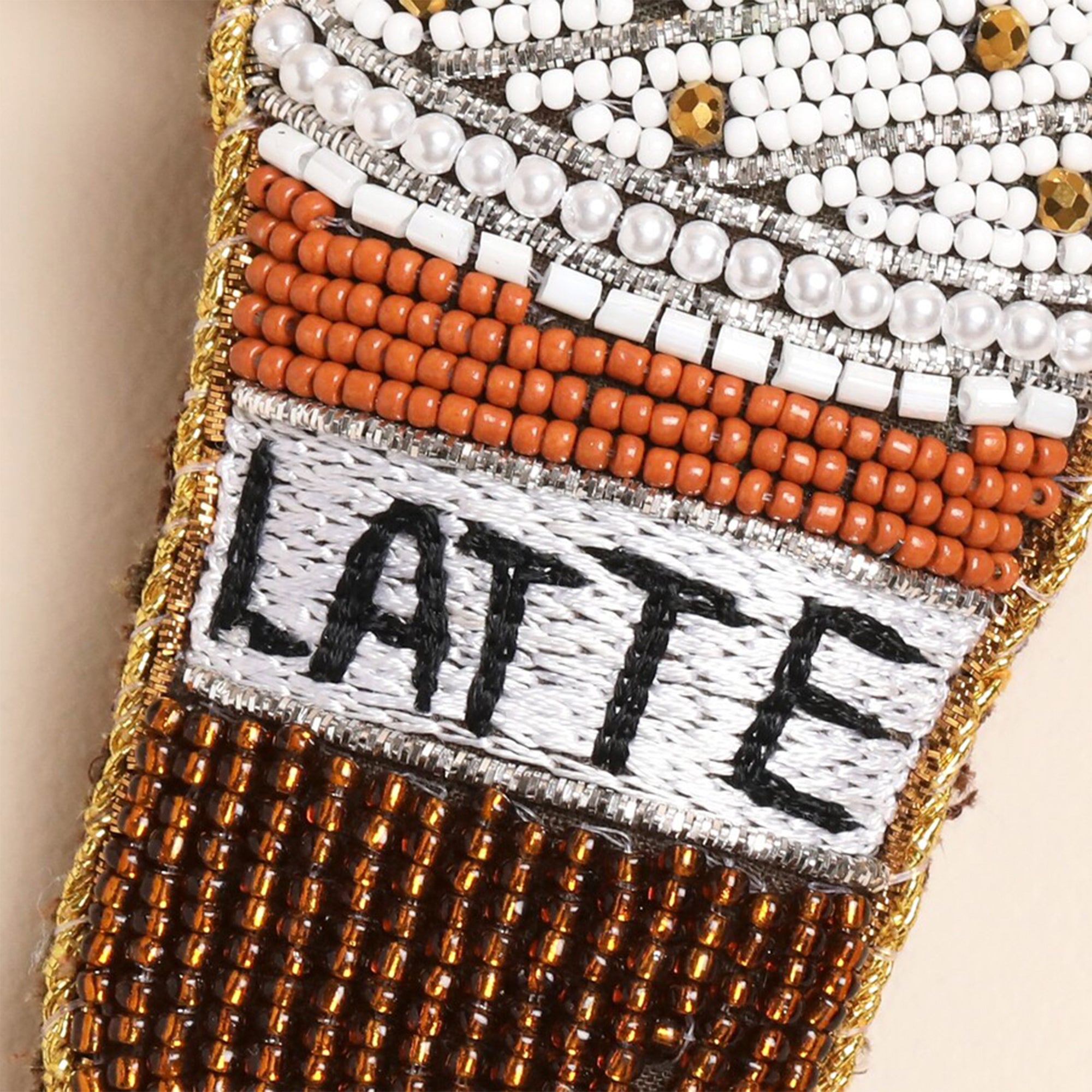 Keyring-83624 - Beaded Iced Latte Keyring Bag Charm-Lisa Angel