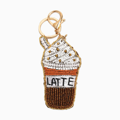 Beaded Iced Latte Keyring Bag Charm - Whistlefish