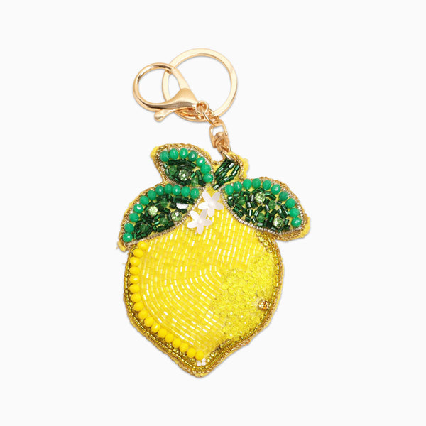 Keyring-83618 - Beaded Lemon Keyring Bag Charm-Lisa Angel