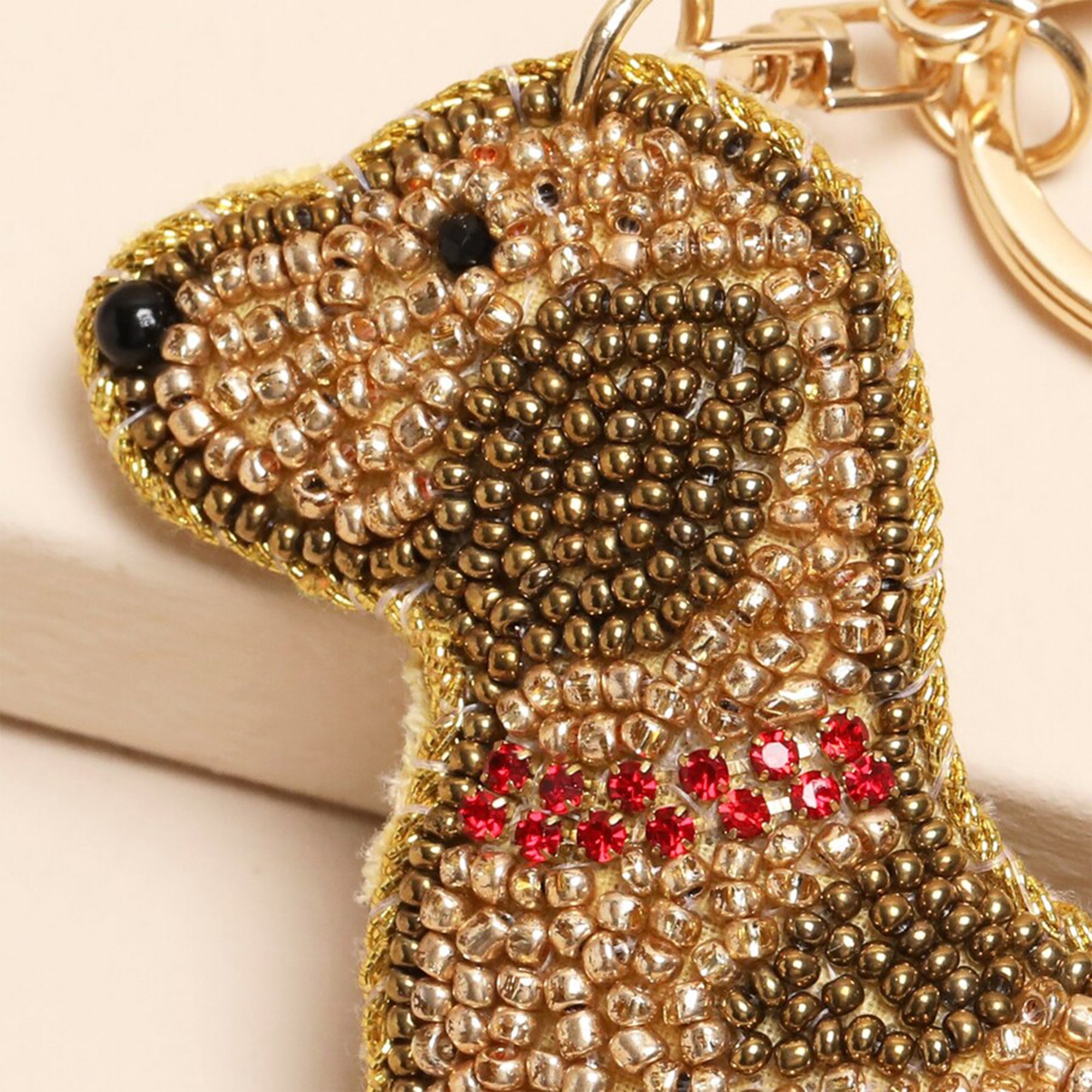 Keyring-83669 - Beaded Sausage Dog Keyring Bag Charm-Lisa Angel
