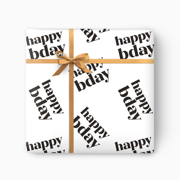 Wrapping Paper-GWP162 - Black & White Birthday Wrapping Paper-Whistlefish