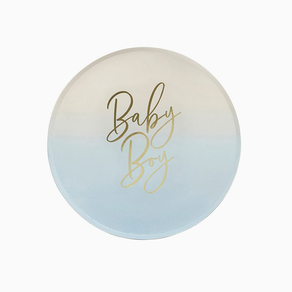Paper Plates-HBBS214 - Blue Baby Boy Paper Plates-Hootyballoo