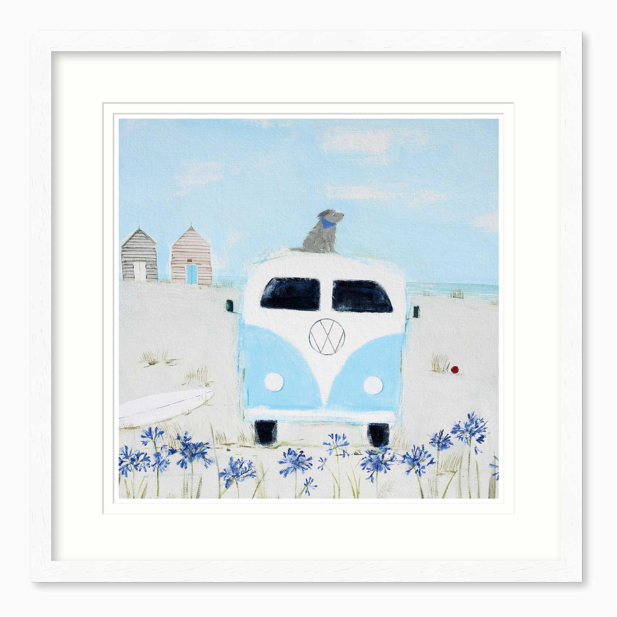 Framed Print-HC322F - Blue Camper Framed Print-Hannah Cole